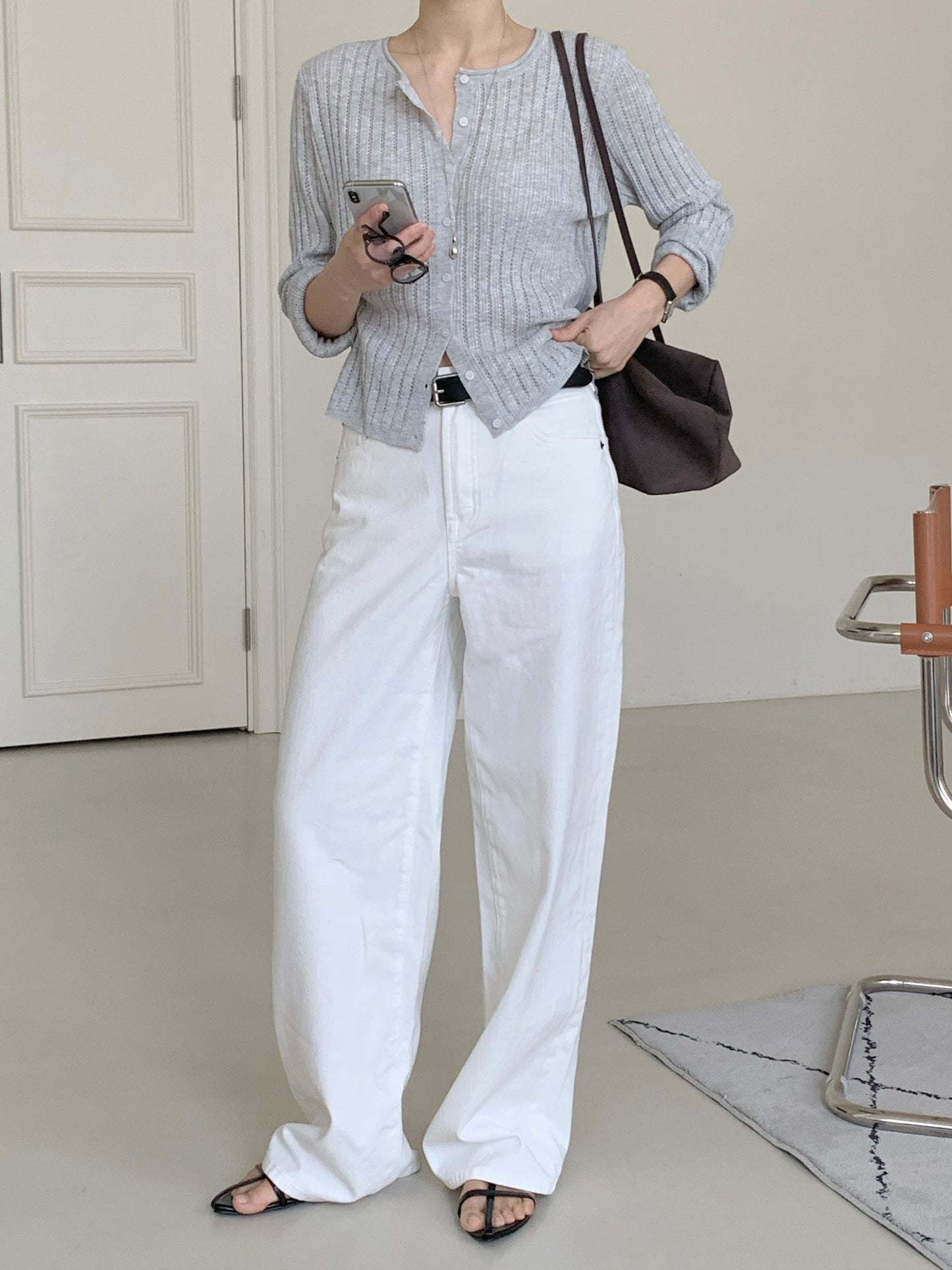 * Punching Knit Summer Cardigan