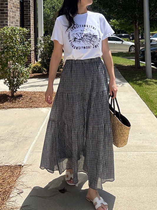 Checkered Maxi Skirt - AdoreMeU