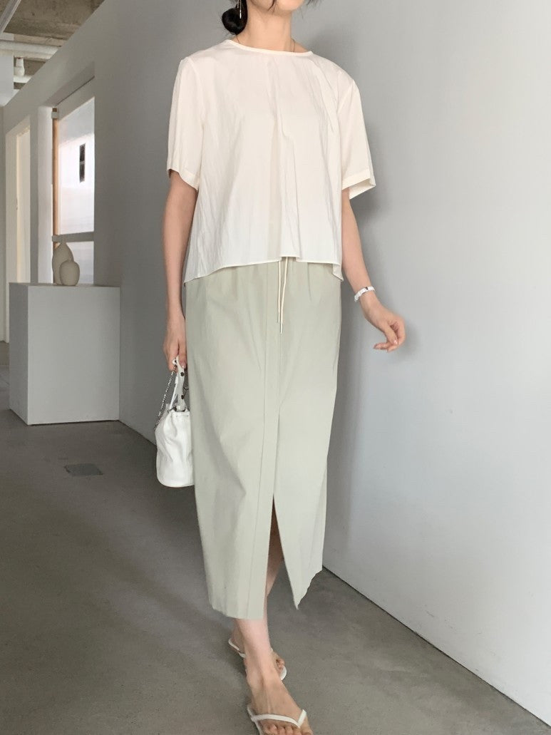 *    Back Ribbon Soft Blouse