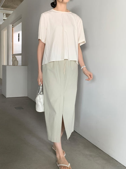 *    Back Ribbon Soft Blouse