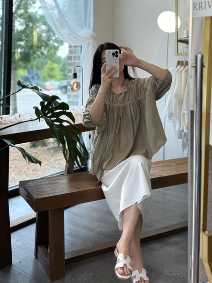 Soft Tie Blouse with Pleats - AdoreMeU