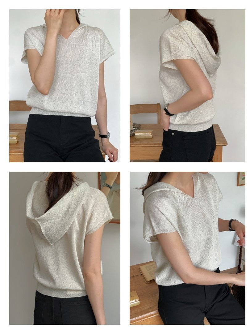 Hood Linen Knit Top (~7/31)