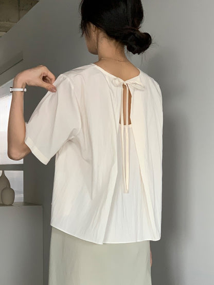 *    Back Ribbon Soft Blouse