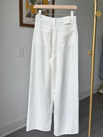 Linen Wide White Pants - AdoreMeU