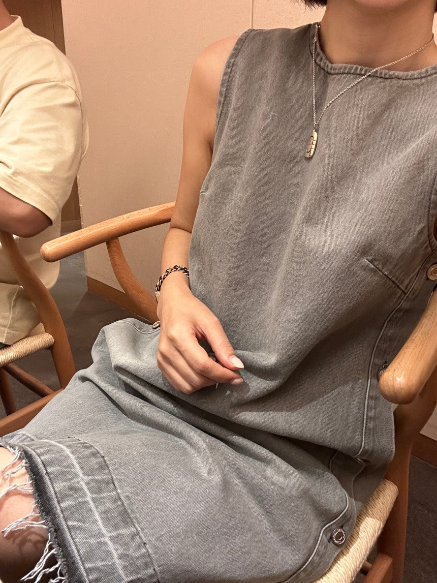 * Button Denim Dress