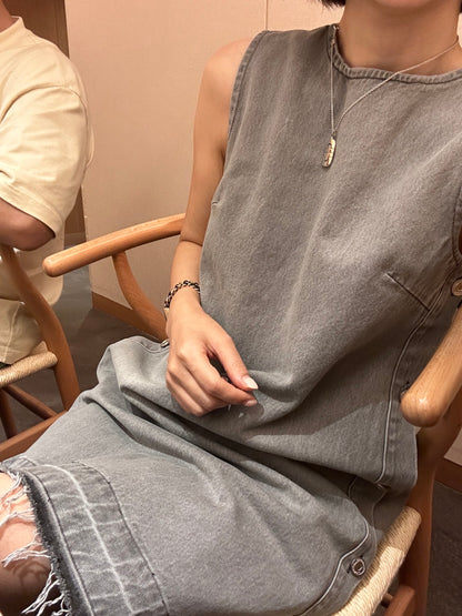 * Button Denim Dress