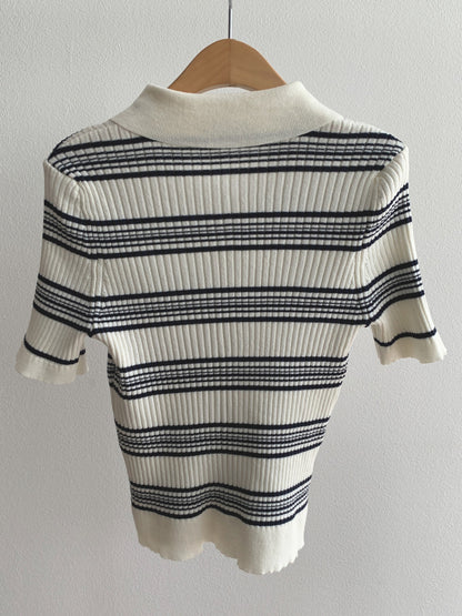* Stripe Collar Cardigan