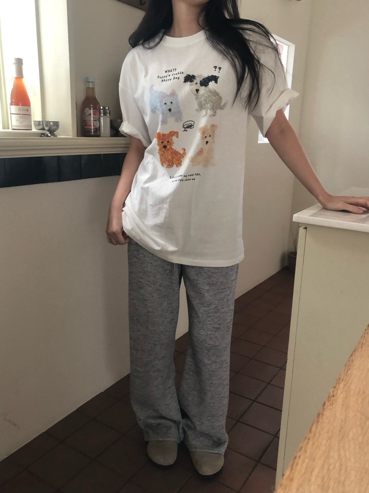 * Dog Graphic Oversized T-Shirt