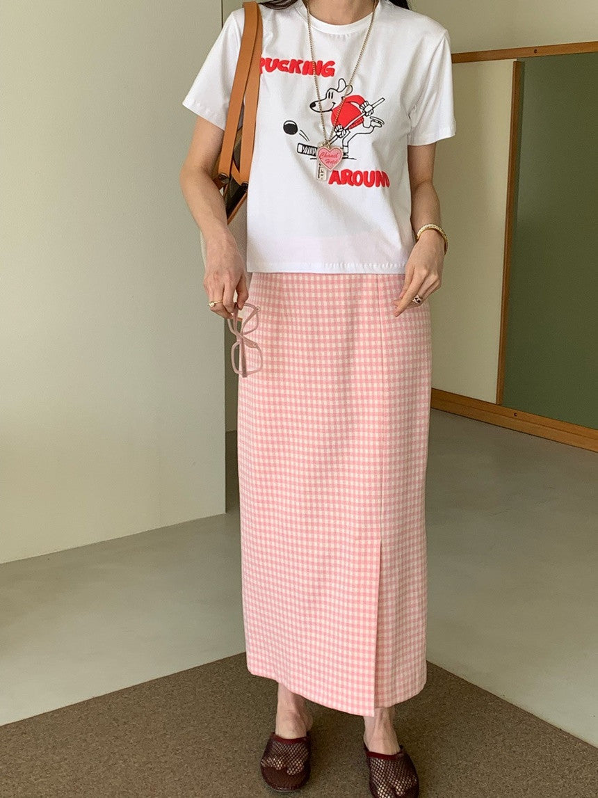 *Daily Check Long Skirt