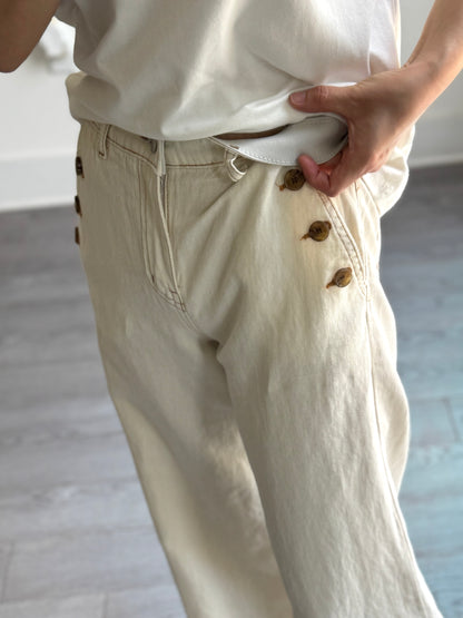 Three Button Ivory Pants - AdoreMeU