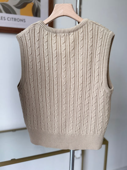 Cable Vneck Vest - AdoreMeU