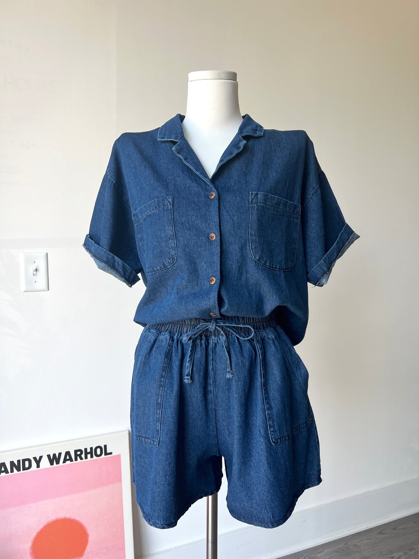 Denim Shirts and shorts Set