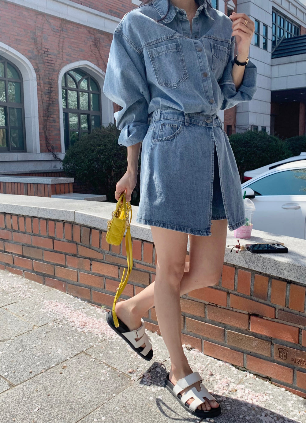 *Denim Shirt Dress & Wrap Skirt Set