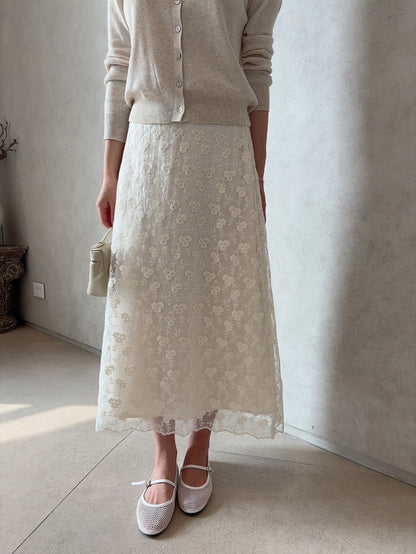 *Floral Lace Long Skirt