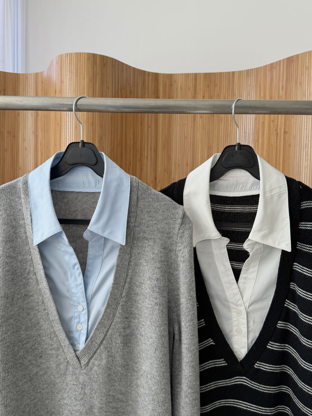 *셔츠 레이어드 니트 탑