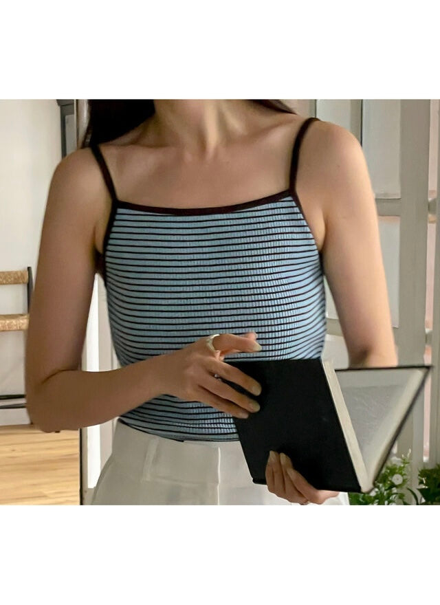 * Stripe Contrast Sleeveless Top