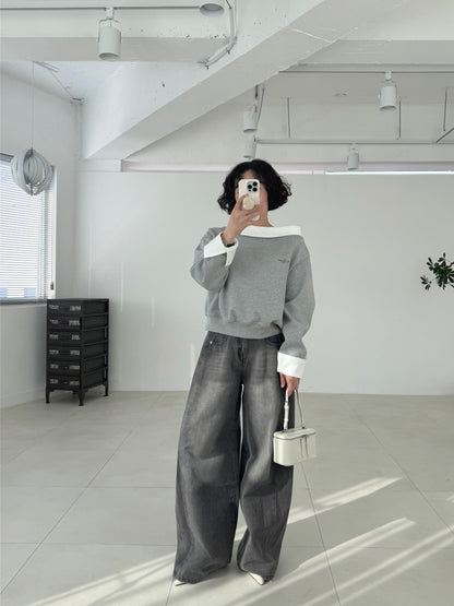 Layered Off-Shoulder Sweatshirt