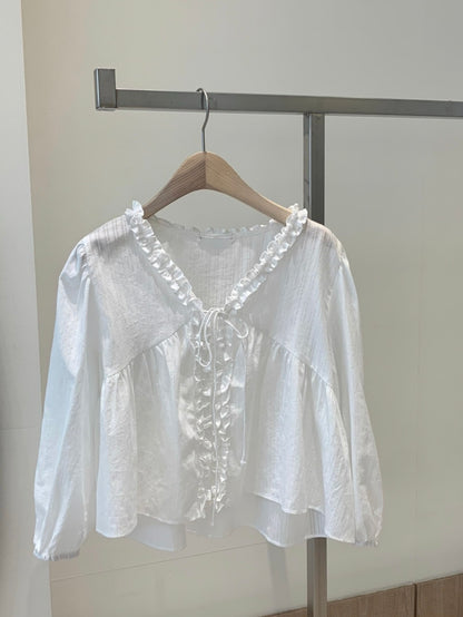 *Lovely Ruffle Cardigan Blouse