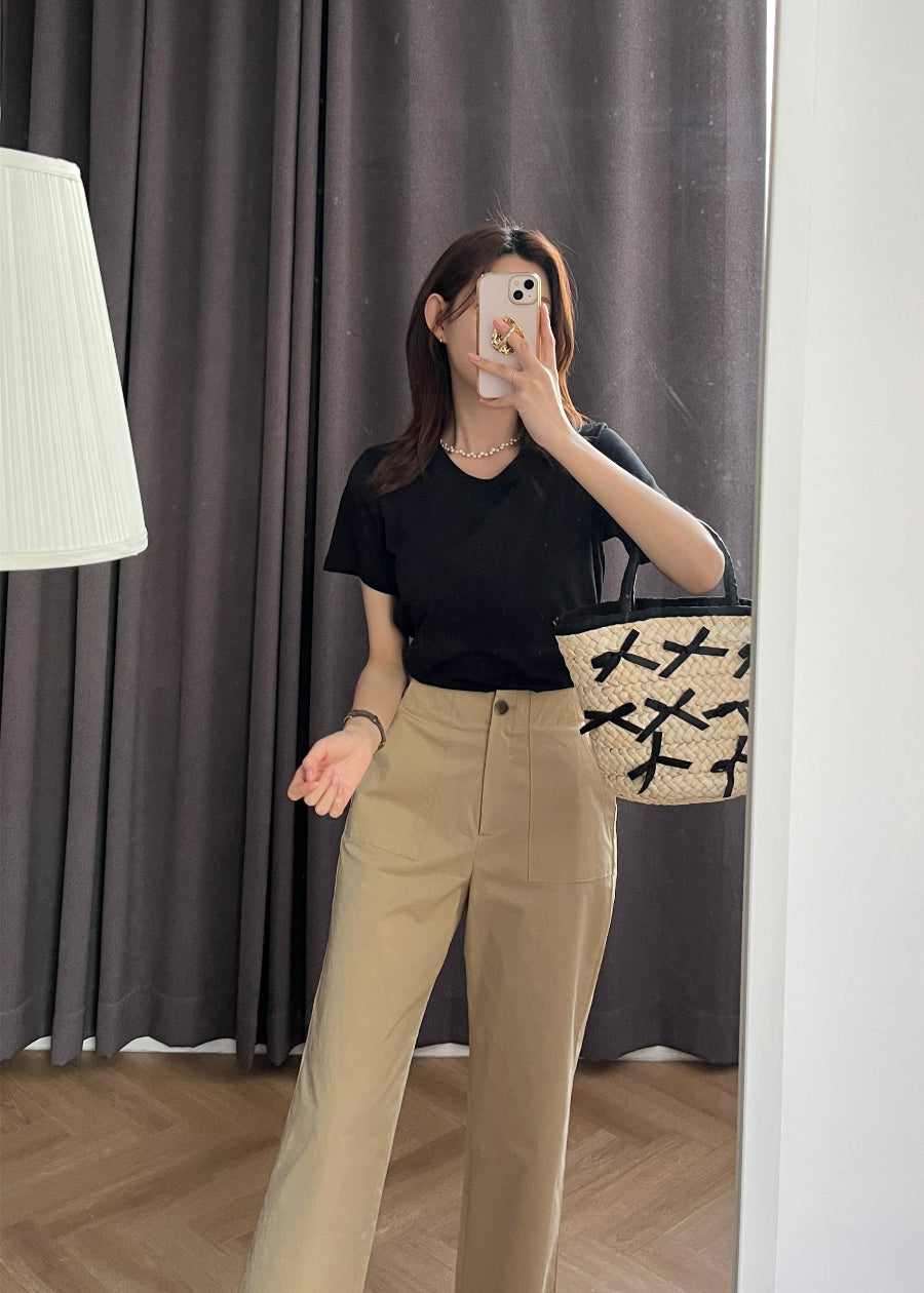 * Cotton Straight Fit Pants