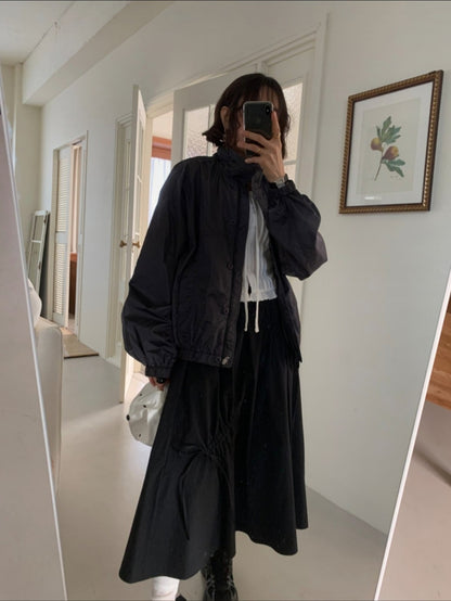 * Shirring Detail Flare Skirt
