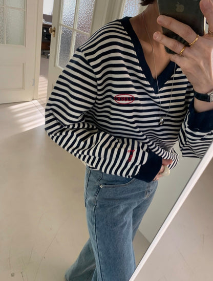 *Stripe V-neck MTM