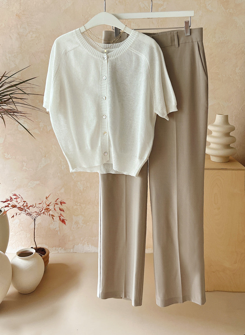 * Linen Raglan Knit Cardigan