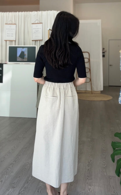 Front Slit Linen Skirt