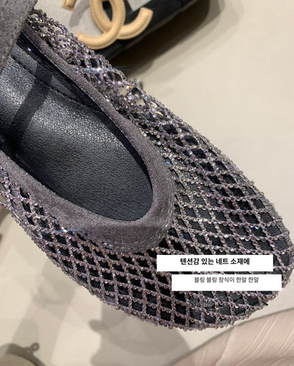 (PRE-ORDER)Beaded Mesh Flat Shoes 6/18