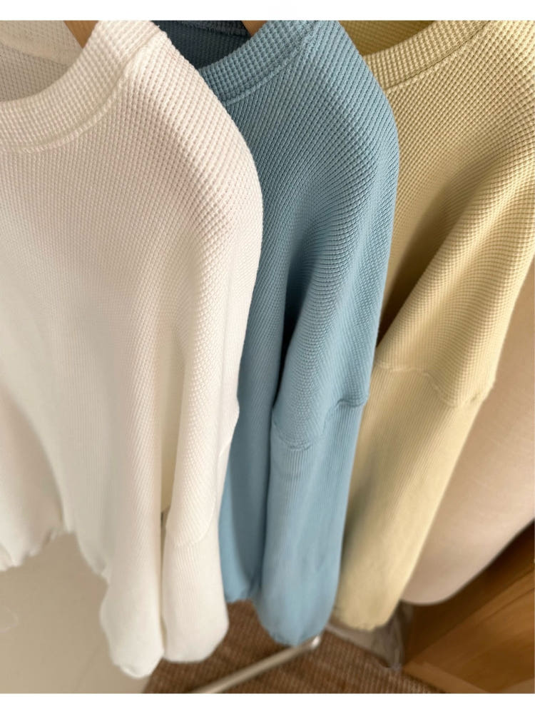 * Waffle Drawstring Sweatshirt