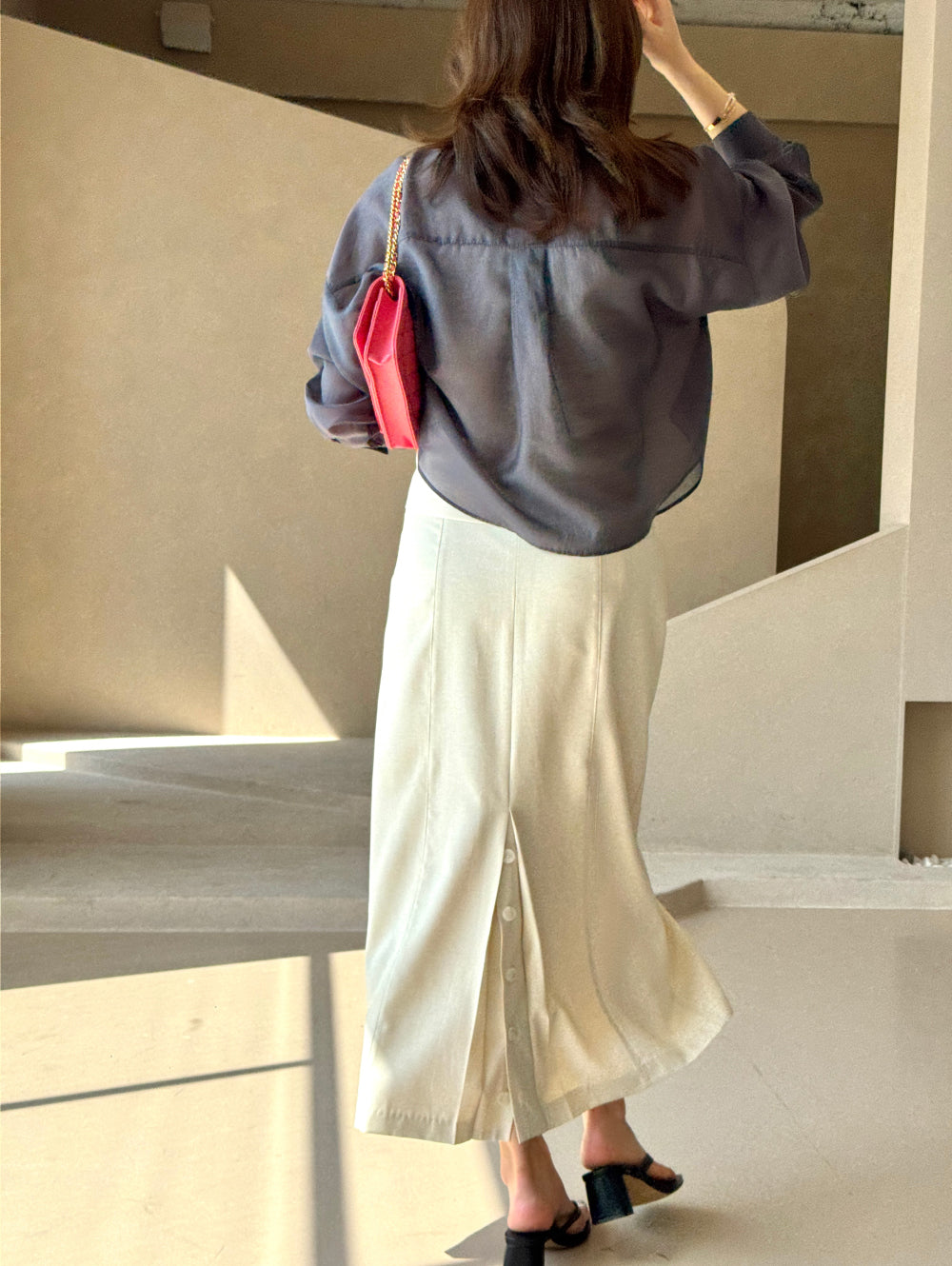 Mood Button Linen Skirt (~7/16)
