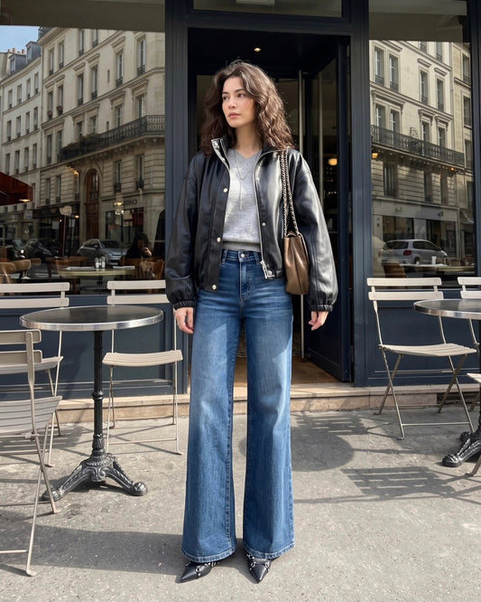 Banding Wide Flare Jeans (~9/5)