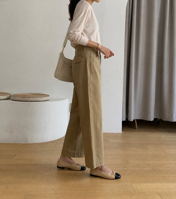 Loose Beige Cargo Pants