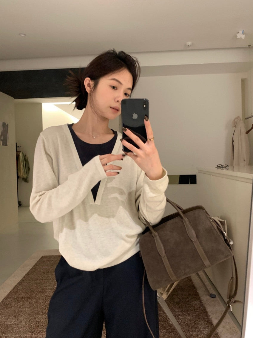 *   Layered V-Neck Knit