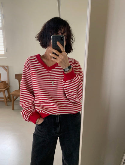 *Stripe V-neck MTM