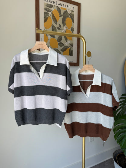Stripe Collar Summer Knit(~7/9)