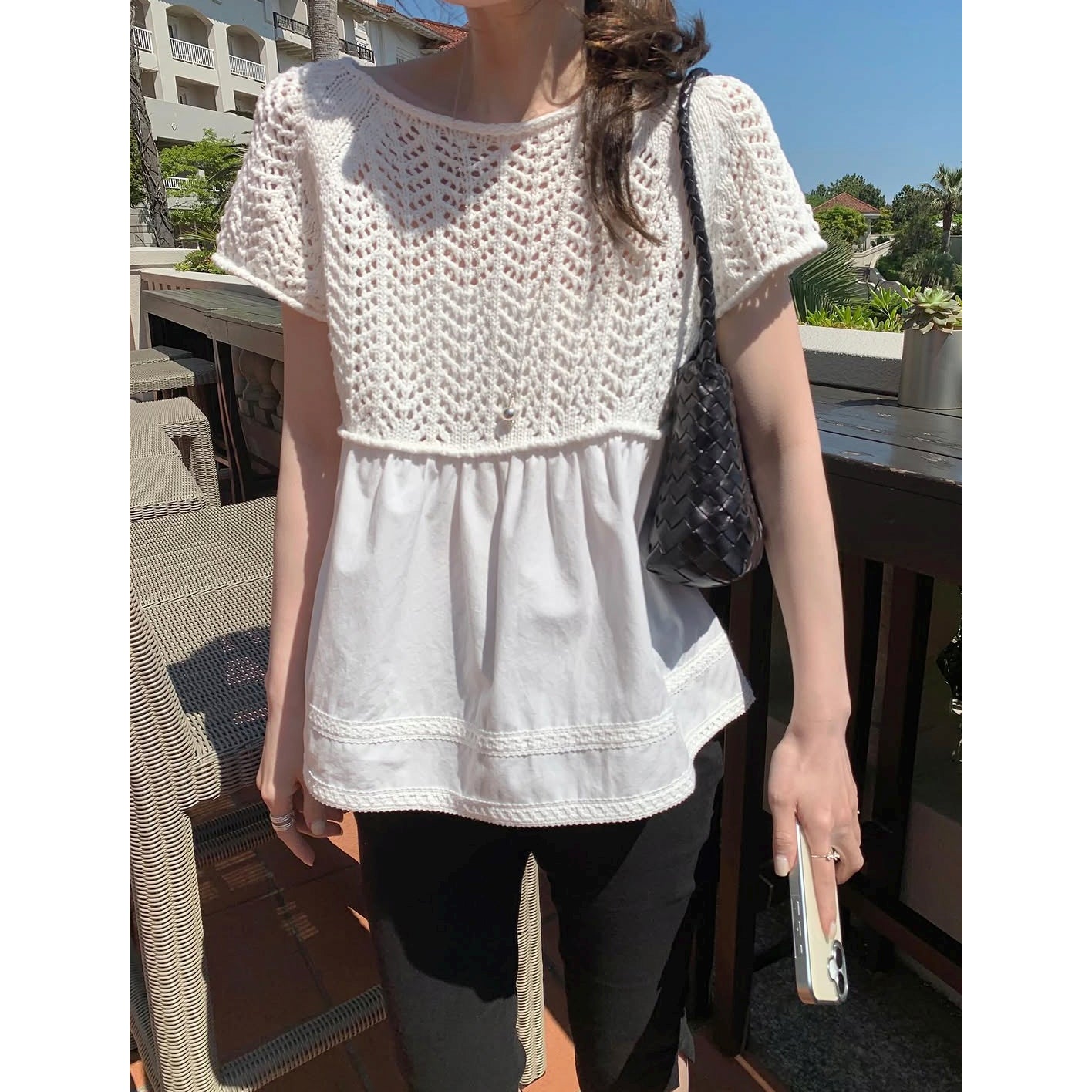 *Layered Crochet Knit Top