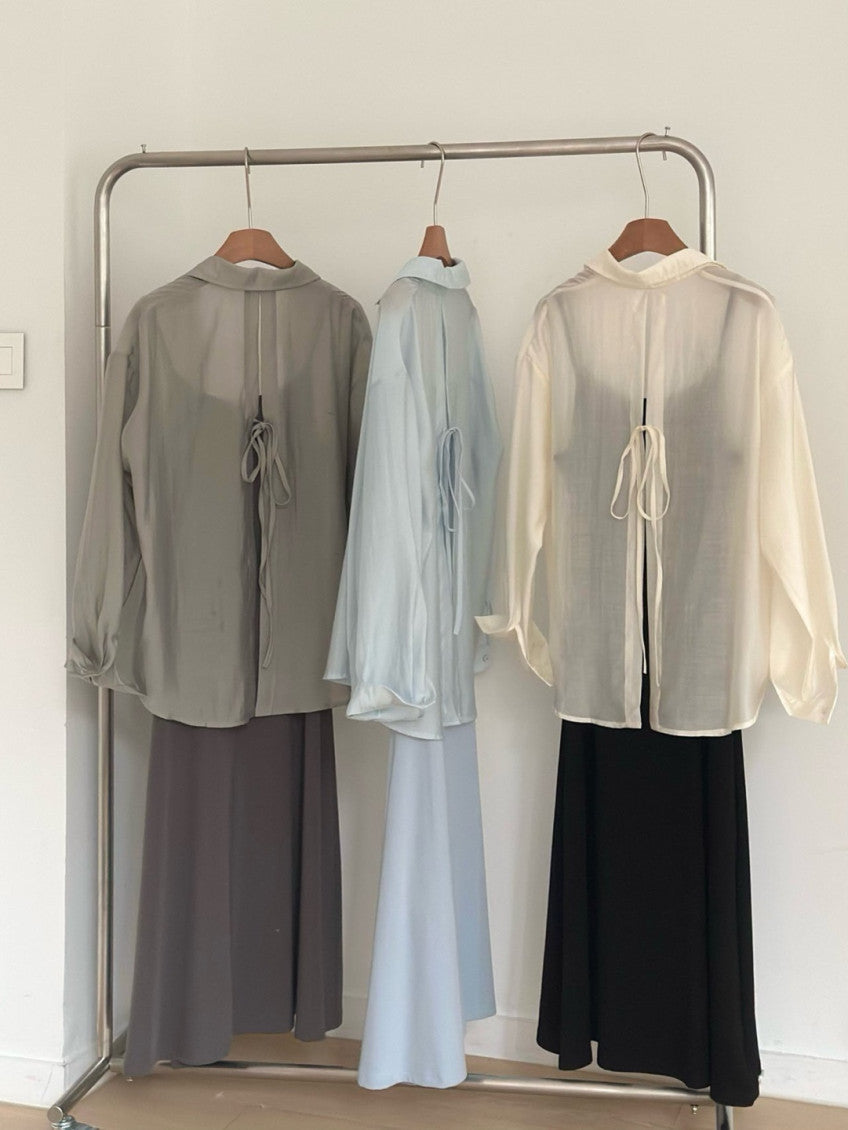 * Back Ribbon Shirt & Dress Set