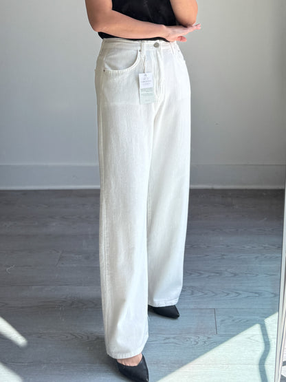 Linen Wide White Pants - AdoreMeU