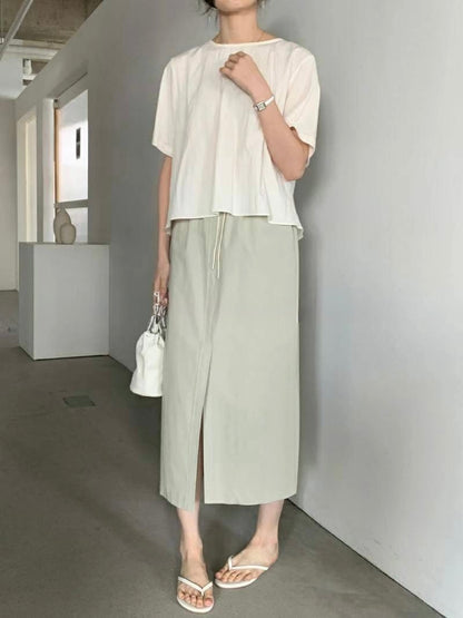 *    Back Ribbon Soft Blouse