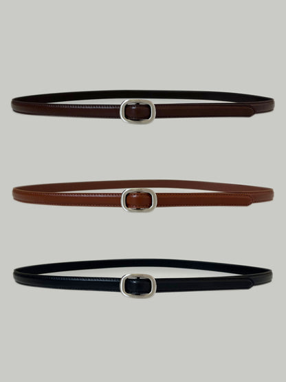 Cowhide Silver Nohole Belt