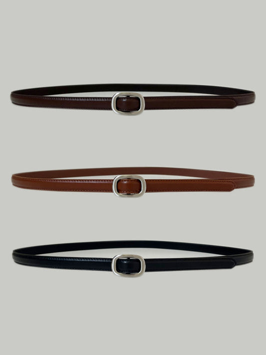 Cowhide Silver Nohole Belt