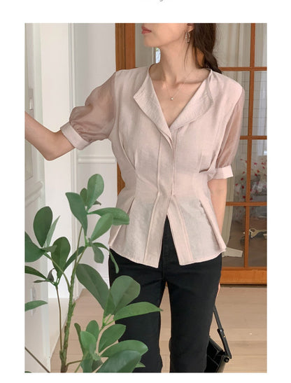 *Slim Pintuck Summer Blouse