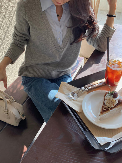 *셔츠 레이어드 니트 탑