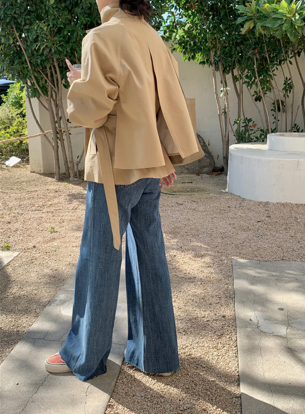 High-Neck Short Trench Jacket