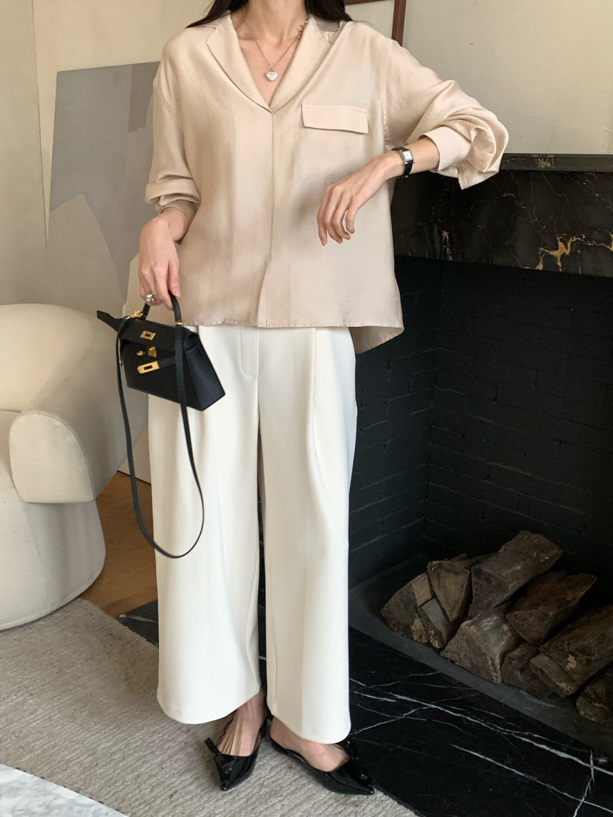 *실키 포켓 블라우스