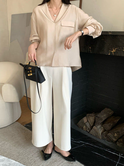 *실키 포켓 블라우스