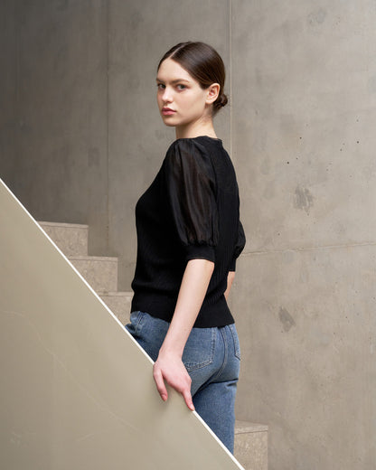 Soft Sleeve Knit Blouse