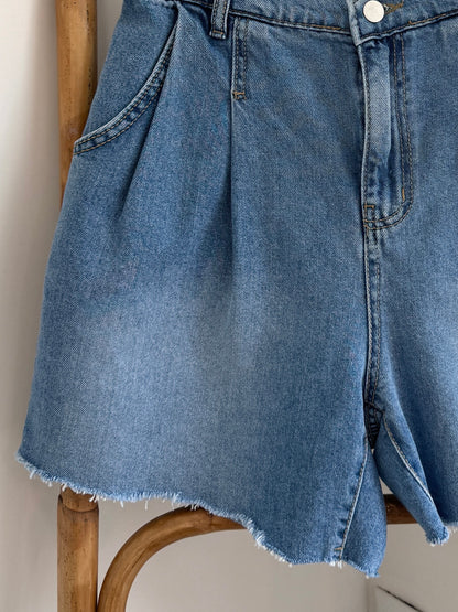 Pleated Denim Short - AdoreMeU