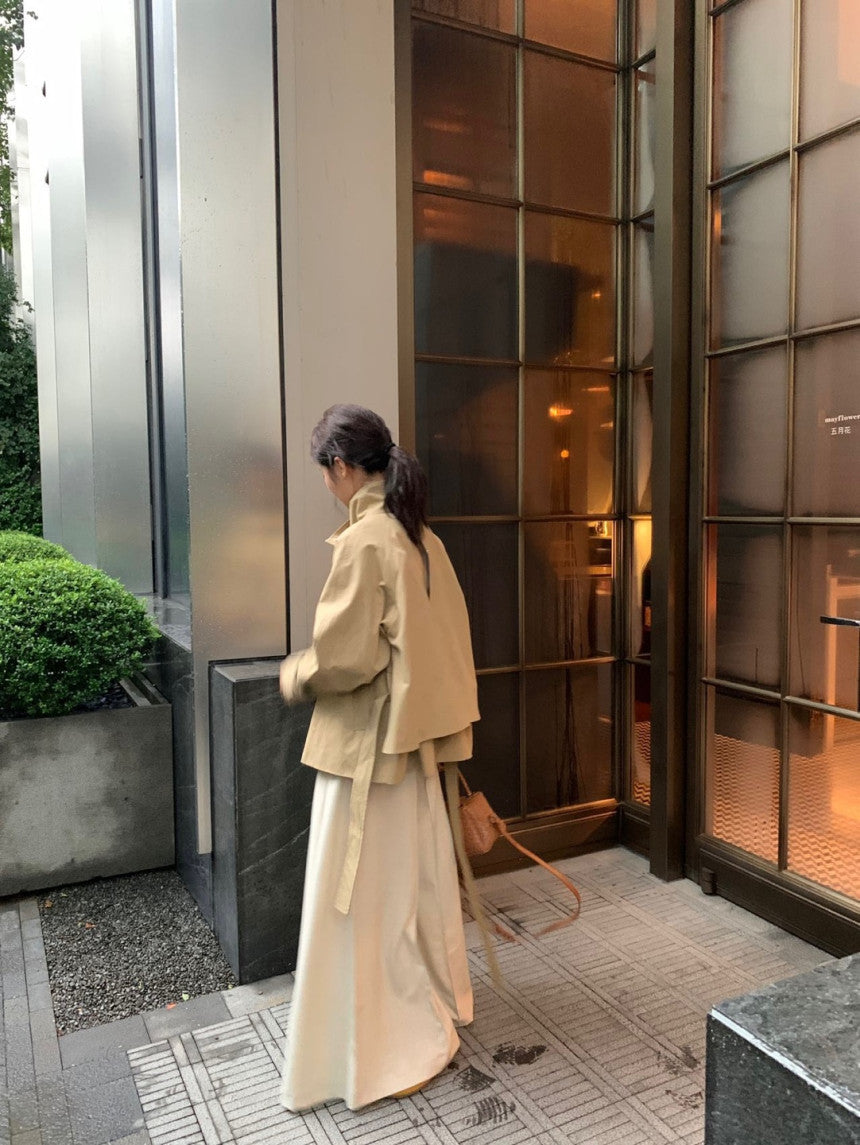 *Back Button Trench Jacket