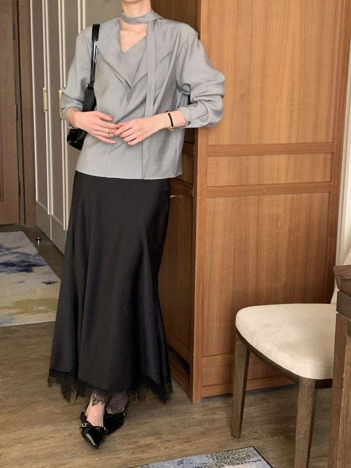 * Lace Silk Skirt